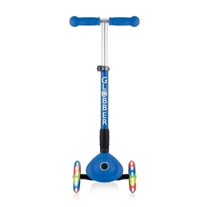 Trotineta Globber JUNIOR PLIABILA CU LUMINI, ghidon ajustabil 3 nivele, greutate maxima 50 kg, rulmenti ABEC 5, culoare albastra - Img 2