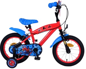 Bicicleta E&L Spiderman FW 14 inch, frana de mana pe ambele roti, scaun si ghidon reglabil, roti gonflabile, stopuri reflectorizante