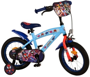 Bicicleta E&L Spidey si prietenii 14 inch, frana de mana pe roata fata, scaun si ghidon reglabil, spite metalice, roti gonflabile