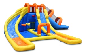 Saltea gonflabila Obstacle Course cu spatiu de catarat, doua tobogane, loc pentru sarit si doua tunele - Img 2