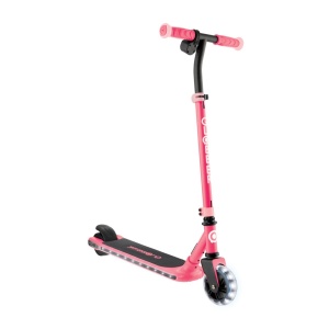 Trotineta Globber E-MOTION 6, ghidon reglabil pe 2 nivele inaltime, roti cu LED, motor 80W, autonomie 8-10 km, culoare roz