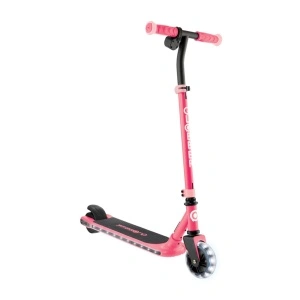 Trotineta Globber E-MOTION 6, ghidon reglabil pe 2 nivele inaltime, roti cu LED, motor 80W, autonomie 8-10 km, culoare roz