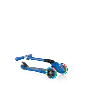 Trotineta Globber JUNIOR PLIABILA CU LUMINI, ghidon ajustabil 3 nivele, greutate maxima 50 kg, rulmenti ABEC 5, culoare albastra - Img 3