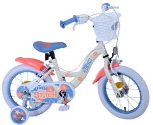 Bicicleta E&L Disney Stitch 14 inch, frana de mana pe ambele roti, scaun si ghidon reglabil, spite metalice, roti gonflabile, stopuri reflectorizante