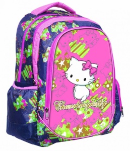 Ghiozdan scoala Charmmy Kitty, cu trei compartimente, buzunare laterale pentru sticla apa si bretele ergonomice - Img 2