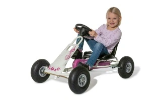 Kart Air Runner Flower, alb, scaun ajustabil, functie "free-wheel", roti pneumatice, frana de mana, volan cu sunete, 102 X 60 X h64 cm - Img 3