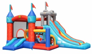 Saltea gonflabila Playcenter 13 in 1 cu doua tobogane, spatiu pentru catarat, loc pentru sarituri, loc de joaca cu bile, cos baschet si obstacole - Img 2