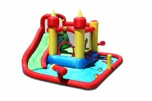 Saltea gonflabila Splash Funland cu tobogan, tun cu apa, spatiu de catarat, loc de joaca cu bile si darts - Img 4
