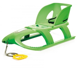 Sanie Bullet cu scaun ergonomic pentru copii, verde, centura de siguranta, sina alunecare din otel, 102.5x40x23cm - Img 2