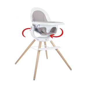 Scaun de masa din lemn Madera Adria, spătar regalbil si rotativ 360 grade, centura de siguranta, material detasabil si lavabil - Img 1