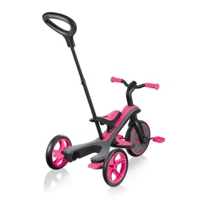 Tricicleta Globber EXPLORER 4 in 1, functie free wheel, scaun ajustabil, roti EVA, centura siguranta in 5 puncte, culoare roz - Img 6