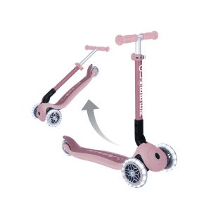 Trotineta Globber JUNIOR PLIABILA ECOLOGICA, ghidon ajustabil pe 3 nivele, roti cu lumini LED, rulmenti ABEC 9, culoare roz pal - Img 8