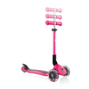 Trotineta Globber JUNIOR PLIABILA, ghidon ajustabil 3 nivele, greutate maxima 50 kg, rulmenti ABEC 5, culoare roz