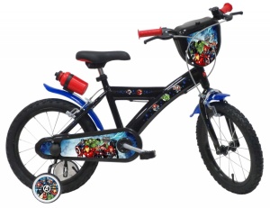 Bicicleta Denver Avengers 16 inch, frana de mana pe ambele roti, claxon, sticla de apa, aparatoare noroi fata si spate, spite metalice, roti gonflabile