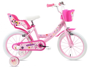 Bicicleta Denver Minnie Cutest 16 inch, frana de mana pe ambele roti, clopotel, roti ajutatoare detasabile, suport pentru papusi, cosulet transport pe ghidon - Img 2