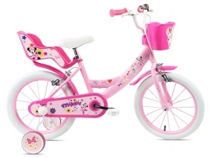 Bicicleta Denver Minnie Cutest 16 inch, frana de mana pe ambele roti, clopotel, roti ajutatoare detasabile, suport pentru papusi, cosulet transport pe ghidon - Img 2