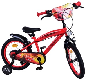 Bicicleta E&L Disney Cars 16 inch ND, frana de mana pe ambele roti, scaun si ghidon reglabil, sticla de apa, spite metalice, roti gonflabile, stopuri reflectorizante