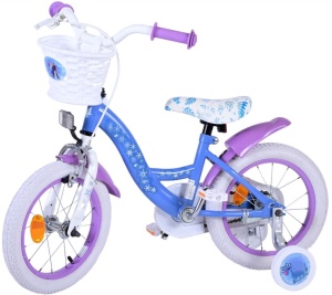 Bicicleta E&L Disney Frozen 14 inch ND, frana de mana pe roata fata, scaun si ghidon reglabil, cosulet pe ghidon, roti gonflabile, stopuri reflectorizante - Img 2
