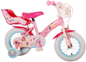 Bicicleta E&L Disney Princess 12 inch Pink, frana de mana pe ambele roti, scaun si ghidon reglabil, suport pentru papusi, cosulet pe ghidon, roti gonflabile - Img 5