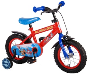 Bicicleta E&L Paw Patrol 12 inch, frana de mana pe roata fata, scaun si ghidon reglabil, spite metalice, roti gonflabile