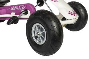 Kart Air Runner Flower, alb, scaun ajustabil, functie "free-wheel", roti pneumatice, frana de mana, volan cu sunete, 102 X 60 X h64 cm - Img 4
