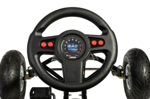 Kart ATX Air Racer, negru, scaun ajustabil, functie "free-wheel", roti pneumatice, frana de mana, volan cu sunete, 102 X 60 X h64 cm - Img 6