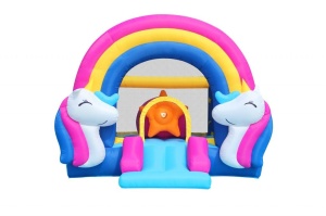 Saltea gonflabila Fantasy Unicorn cu tobogan, loc pentru sarituri si 6 paduri cu lumini si sunete - Img 4