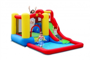 Saltea gonflabila Jump&Splash cu piscina, tun cu apa, tobogan si spatiu de catarat