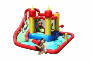 Saltea gonflabila Splash Funland cu tobogan, tun cu apa, spatiu de catarat, loc de joaca cu bile si darts - Img 5