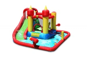 Saltea gonflabila Splash Funland cu tobogan, tun cu apa, spatiu de catarat, loc de joaca cu bile si darts - Img 6