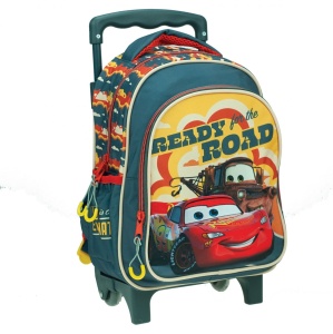 Troller gradinita Disney Cars Ready for the Road, cu doua compartimente, buzunare laterale pentru sticla, bretele ergonomice