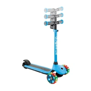Trotineta Globber E-MOTION 4, ghidon reglabil pe inaltime, roti cu LED, motor 80W, autonomie 8-10 km, culoare alabstra