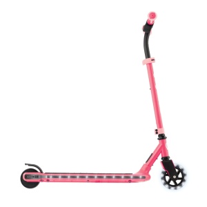 Trotineta Globber E-MOTION 6, ghidon reglabil pe 2 nivele inaltime, roti cu LED, motor 80W, autonomie 8-10 km, culoare roz - Img 3