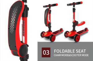 Trotineta pliabila Ferrari Twist rosie cu scaun - Img 8