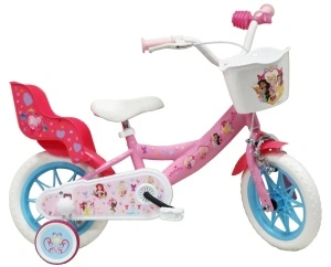 Bicicleta Denver Disney Princess 12 inch, frana de mana pe ambele roti, clopotel, roti ajutatoare detasabile, suport pentru papusi, cosulet transport pe ghidon - Img 2