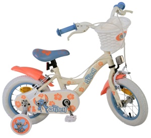 Bicicleta E&L Disney Stitch 12 inch, frana de mana pe ambele roti, scaun si ghidon reglabil, spite metalice, roti gonflabile, stopuri reflectorizante