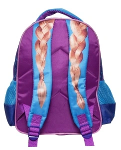 Ghiozdan gradinita Frozen Anna, design 3D, cu doua compartimente, buzunare laterale pentru sticla, bretele ergonomice - Img 3