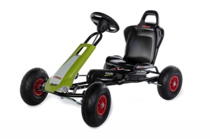 Kart Claas Air Racer, verde, scaun ajustabil, functie "free-wheel", roti pneumatice, frana de mana, volan cu sunete, 102 X 60 X h64 cm