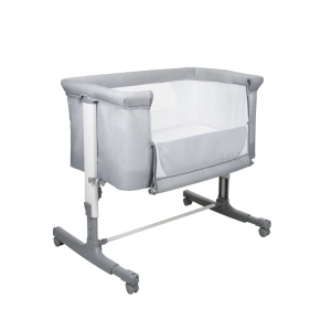 Patut Co Sleeper Asalvo Calm gri, reglabil 5 nivele de inaltime, picioare extensibile, material moale si usor de curatat, 80 x 65 x 84 - Img 3