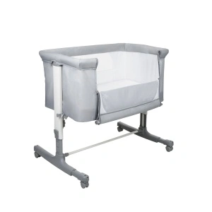 Patut Co Sleeper Asalvo Calm gri, reglabil 5 nivele de inaltime, picioare extensibile, material moale si usor de curatat, 80 x 65 x 84 - Img 3