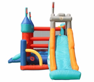 Saltea gonflabila Playcenter 13 in 1 cu doua tobogane, spatiu pentru catarat, loc pentru sarituri, loc de joaca cu bile, cos baschet si obstacole - Img 4