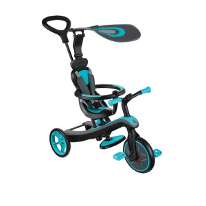 Tricicleta Globber EXPLORER 4 in 1, functie free wheel, scaun ajustabil, roti EVA, centura siguranta in 5 puncte, culoare turquoise - Img 2