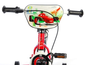 Bicicleta E&L Disney Cars 12 inch, frana de mana pe roata din fata, sticla de apa, scaun si ghidon reglabil, roti ajutatoare  - Img 3