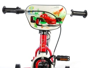 Bicicleta E&L Disney Cars 12 inch, frana de mana pe roata din fata, sticla de apa, scaun si ghidon reglabil, roti ajutatoare  - Img 3