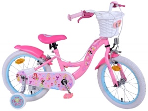 Bicicleta E&L Disney Princess 16 inch FW, frana de mana pe ambele roti, scaun si ghidon reglabil, cosulet pe ghidon, roti gonflabile, stopuri reflectorizante