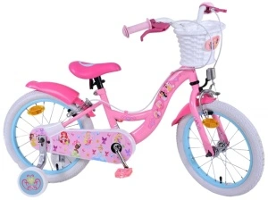 Bicicleta E&L Disney Princess 16 inch FW, frana de mana pe ambele roti, scaun si ghidon reglabil, cosulet pe ghidon, roti gonflabile, stopuri reflectorizante