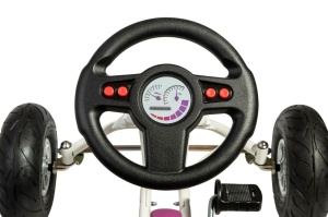 Kart Air Runner Flower, alb, scaun ajustabil, functie "free-wheel", roti pneumatice, frana de mana, volan cu sunete, 102 X 60 X h64 cm - Img 6