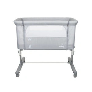 Patut Co Sleeper Asalvo Calm gri, reglabil 5 nivele de inaltime, picioare extensibile, material moale si usor de curatat, 80 x 65 x 84 - Img 4