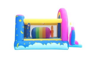 Saltea gonflabila Fantasy Unicorn cu tobogan, loc pentru sarituri si 6 paduri cu lumini si sunete - Img 6