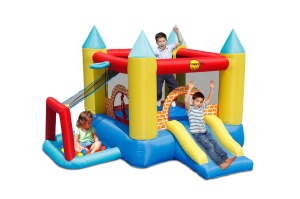 Saltea gonflabila Play Center 4 in 1 cu tobogan, loc de joaca cu bile si cos de baschet - Img 5